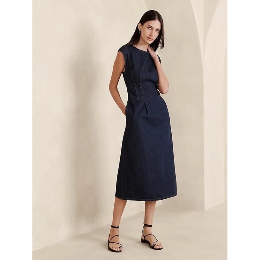Banana Republic Denim Maxi Dress Dark Wash 2 New With Tags